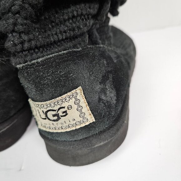UGG Australia Bailey 3 Button 5819 Tall Fold Over Chunky Knit Boot Black 10 - Picture 11 of 13